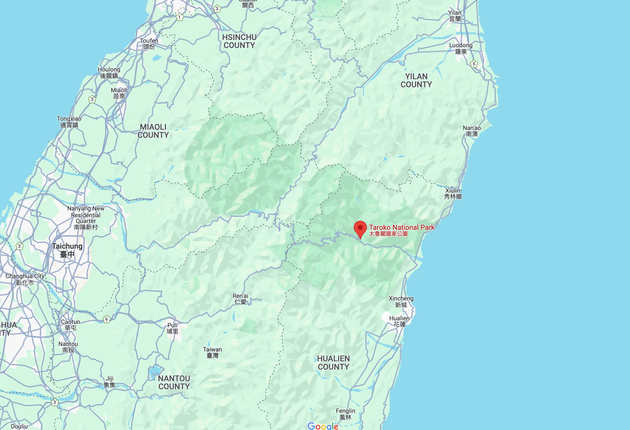 taroko gorge map
